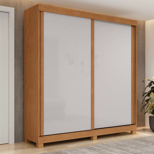 Guarda Roupa Casal 2 Portas dupla face Zeine com Pés Amendoa Clean/Off White