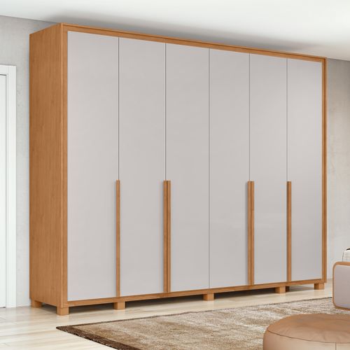 Guarda Roupa Casal 6 Portas 100% MDF Imperatore Com Pés Amendoa Clean/off White