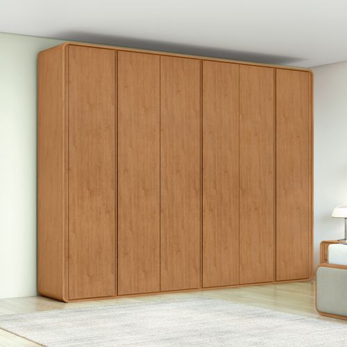 Guarda Roupa Casal 6 Portas 100% MDF Loop Amendoa Clean